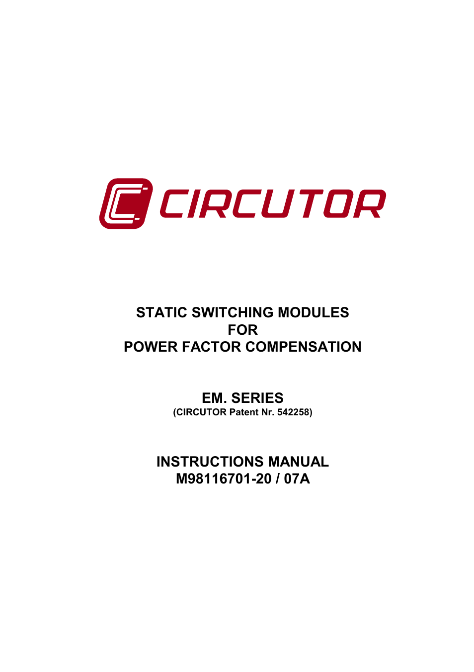 CIRCUTOR EMF-EMB Series User Manual | 11 pages