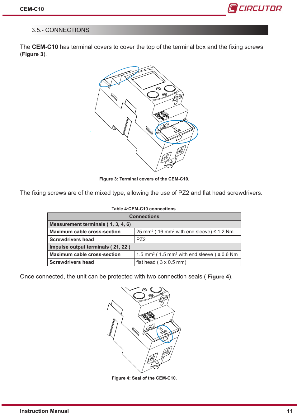 Connections | CIRCUTOR CEM-C10 series User Manual | Page 11 / 36