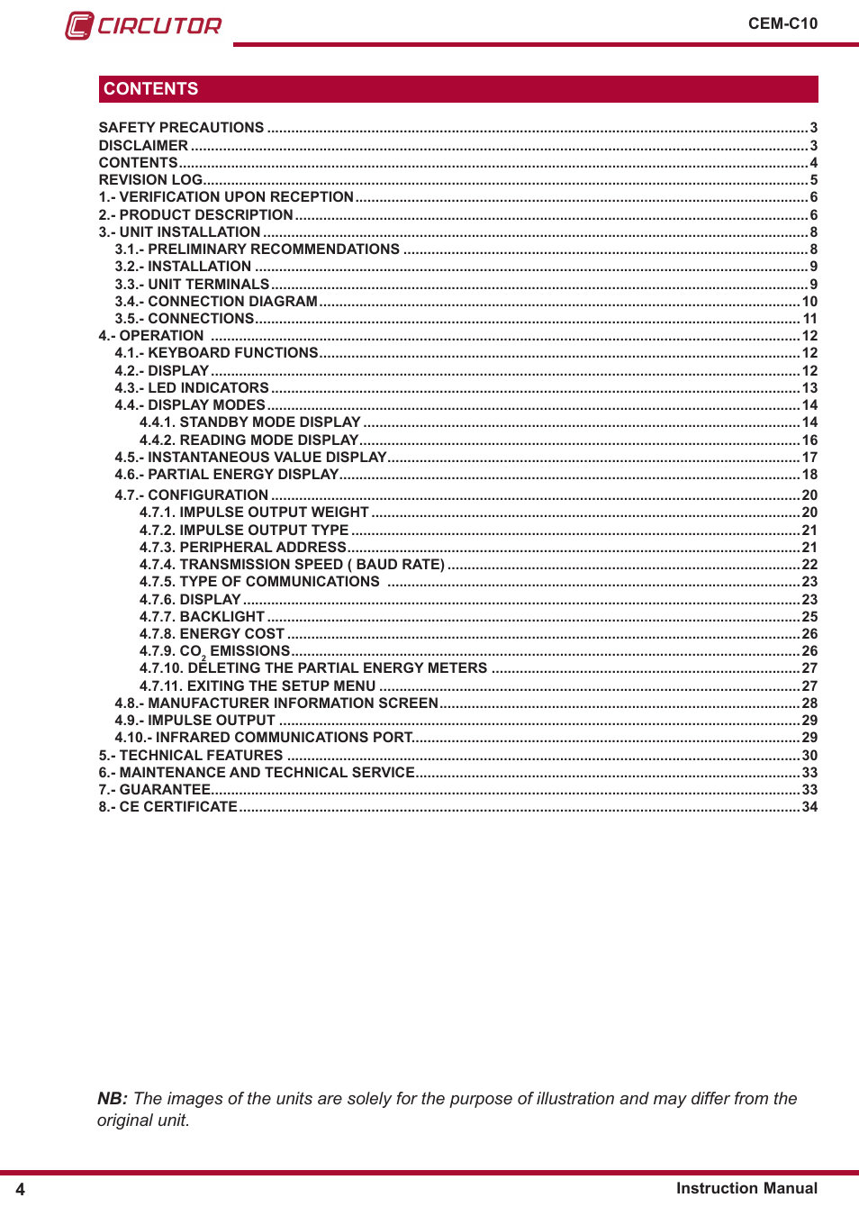 CIRCUTOR CEM-C10 series User Manual | Page 4 / 36