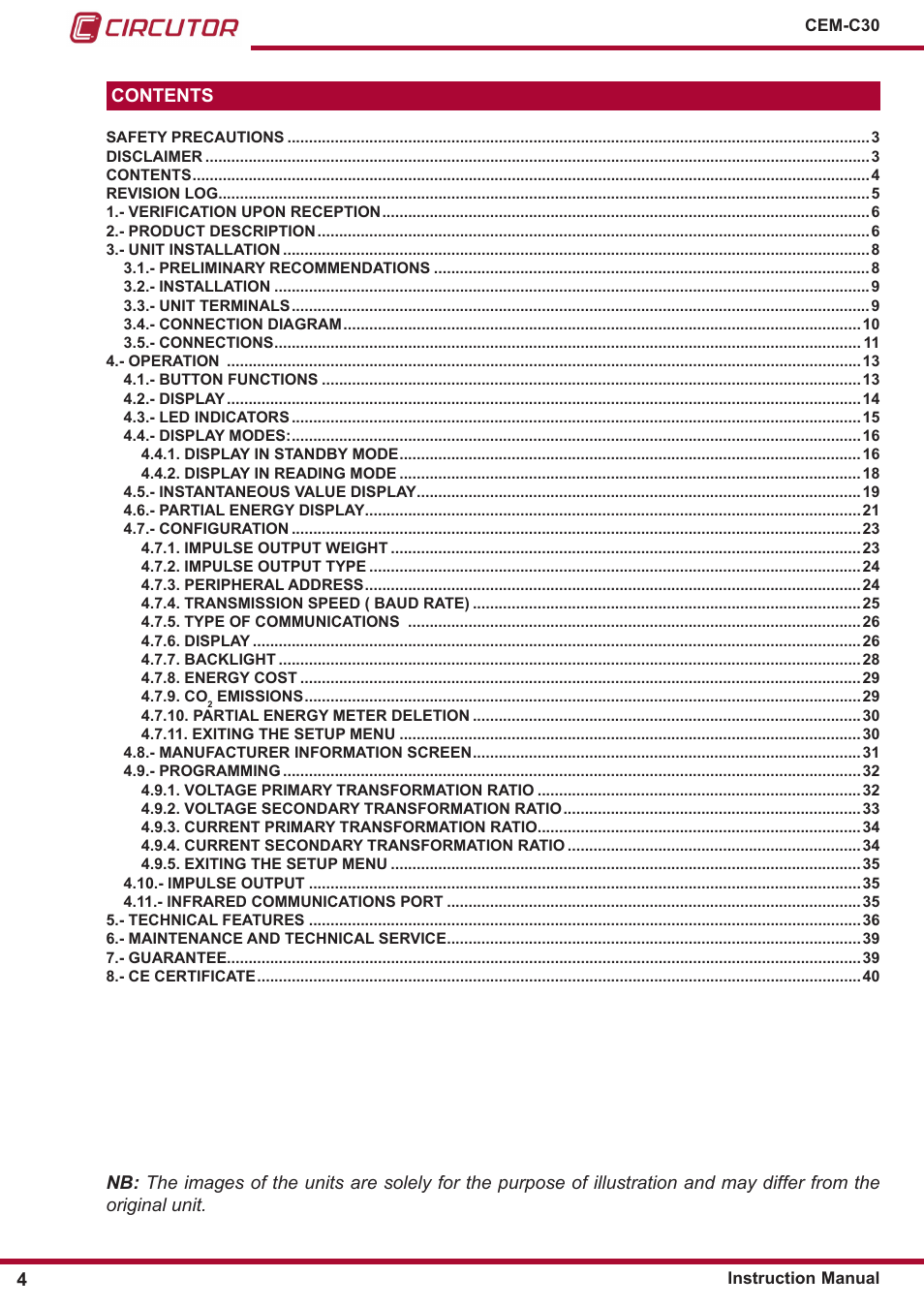 CIRCUTOR CEM-C30 series User Manual | Page 4 / 42