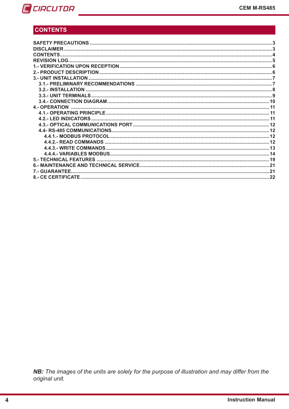 CIRCUTOR CEM-M-RS-485 User Manual | Page 4 / 26