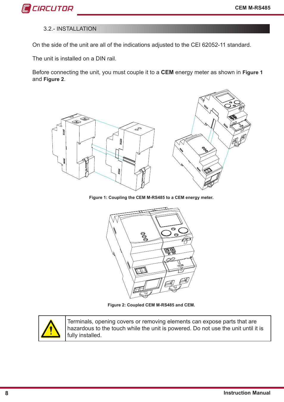 Installation | CIRCUTOR CEM-M-RS-485 User Manual | Page 8 / 26