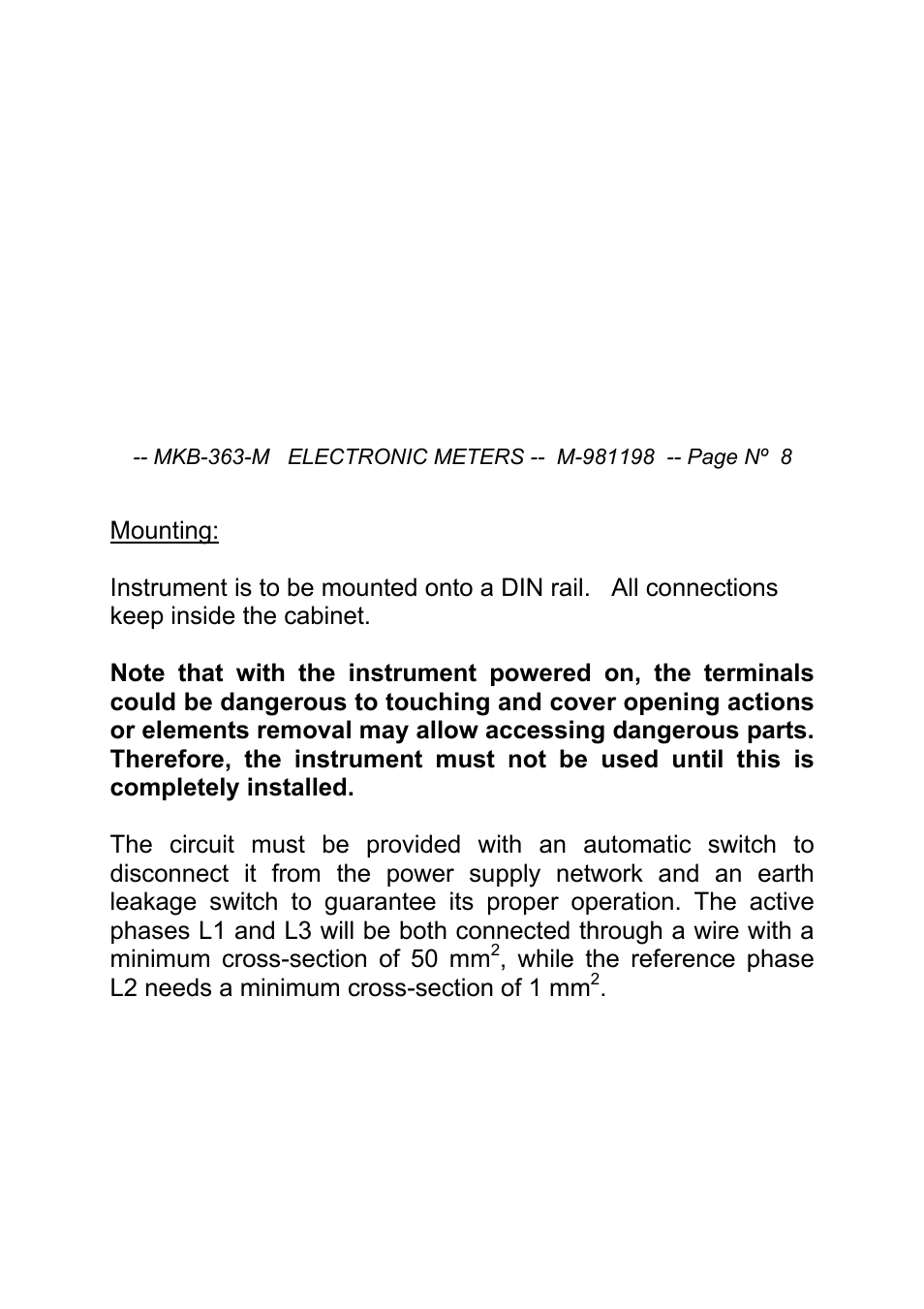 CIRCUTOR MK-363-B Series User Manual | Page 8 / 15