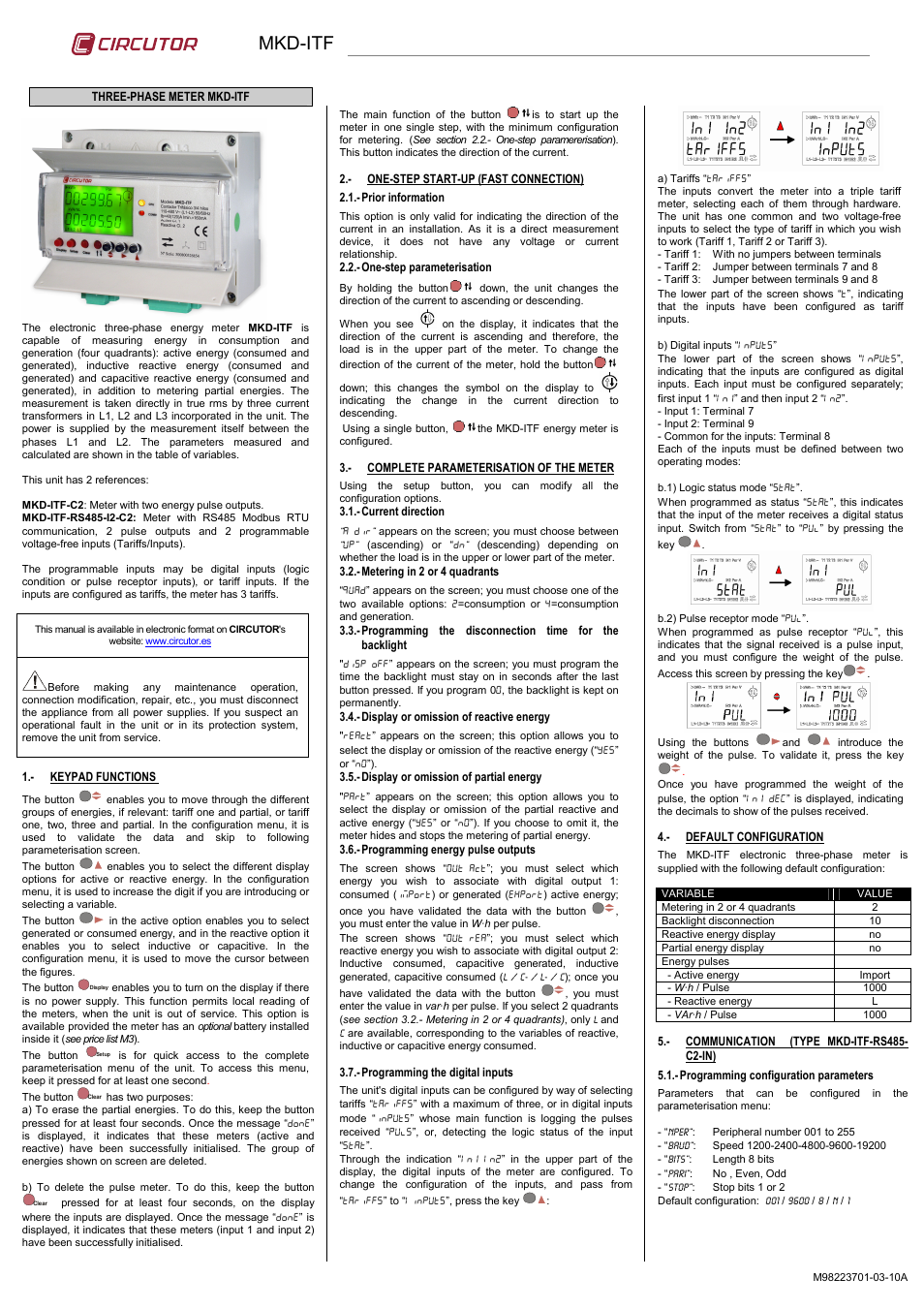 CIRCUTOR MKD Series User Manual | 2 pages