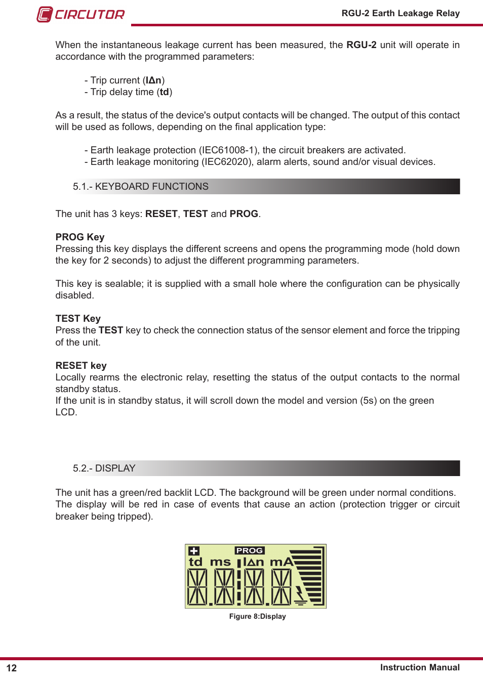 CIRCUTOR RGU2 Series User Manual | Page 12 / 28