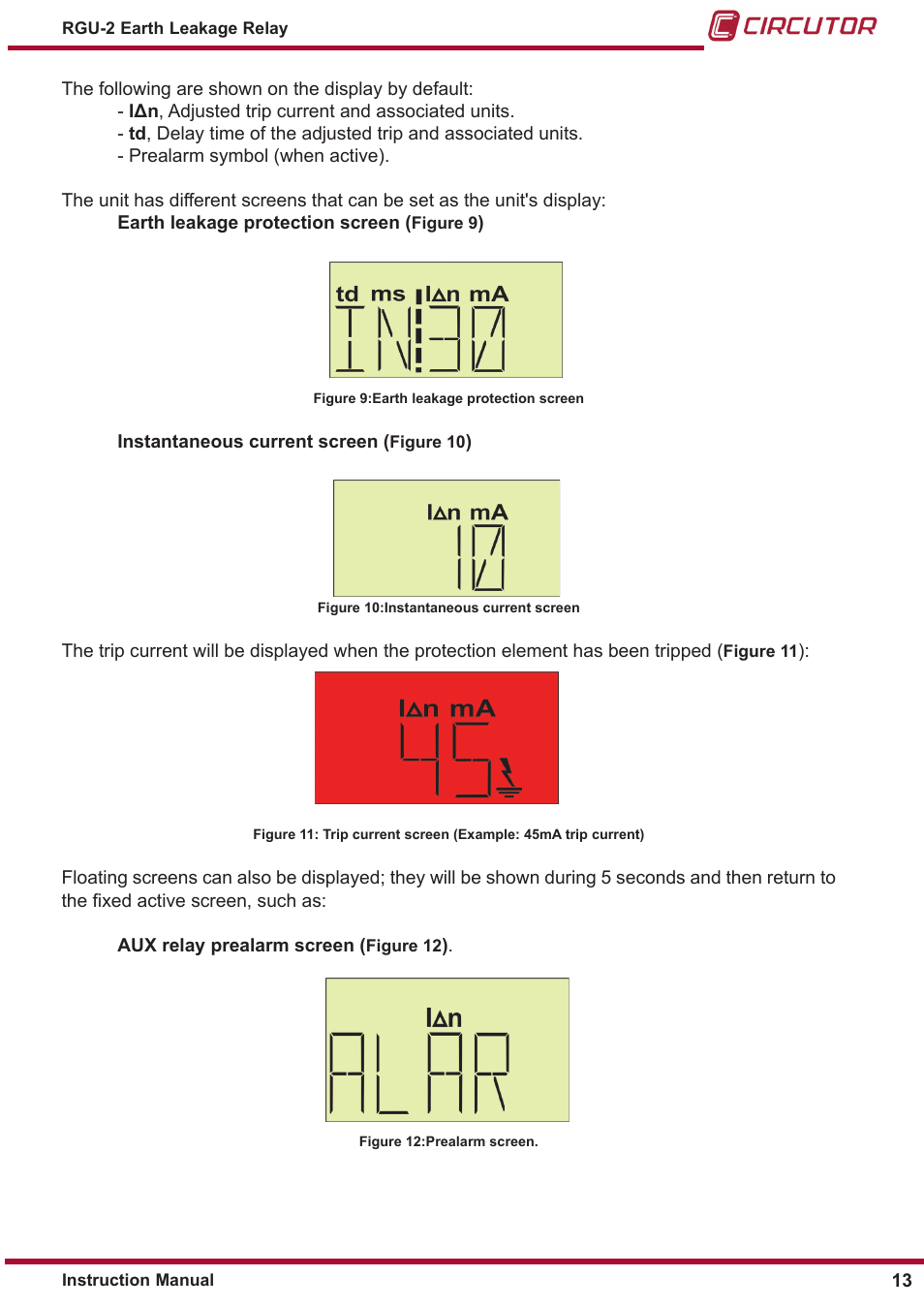 CIRCUTOR RGU2 Series User Manual | Page 13 / 28
