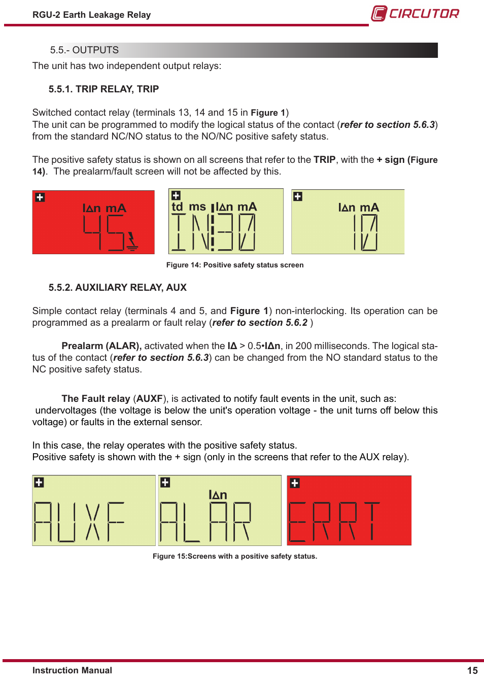 CIRCUTOR RGU2 Series User Manual | Page 15 / 28