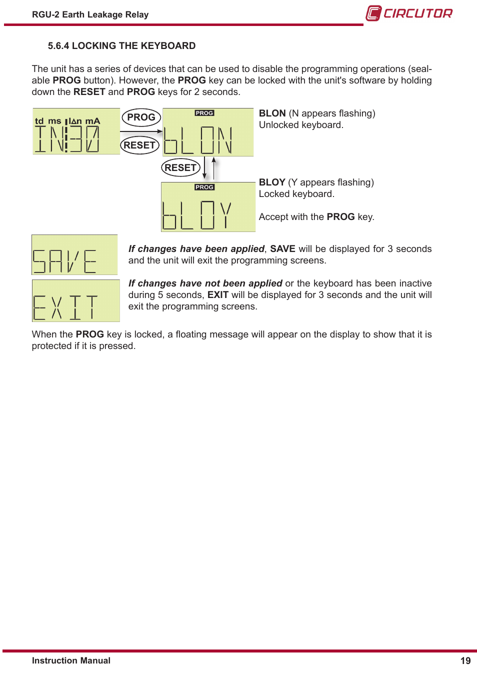 CIRCUTOR RGU2 Series User Manual | Page 19 / 28