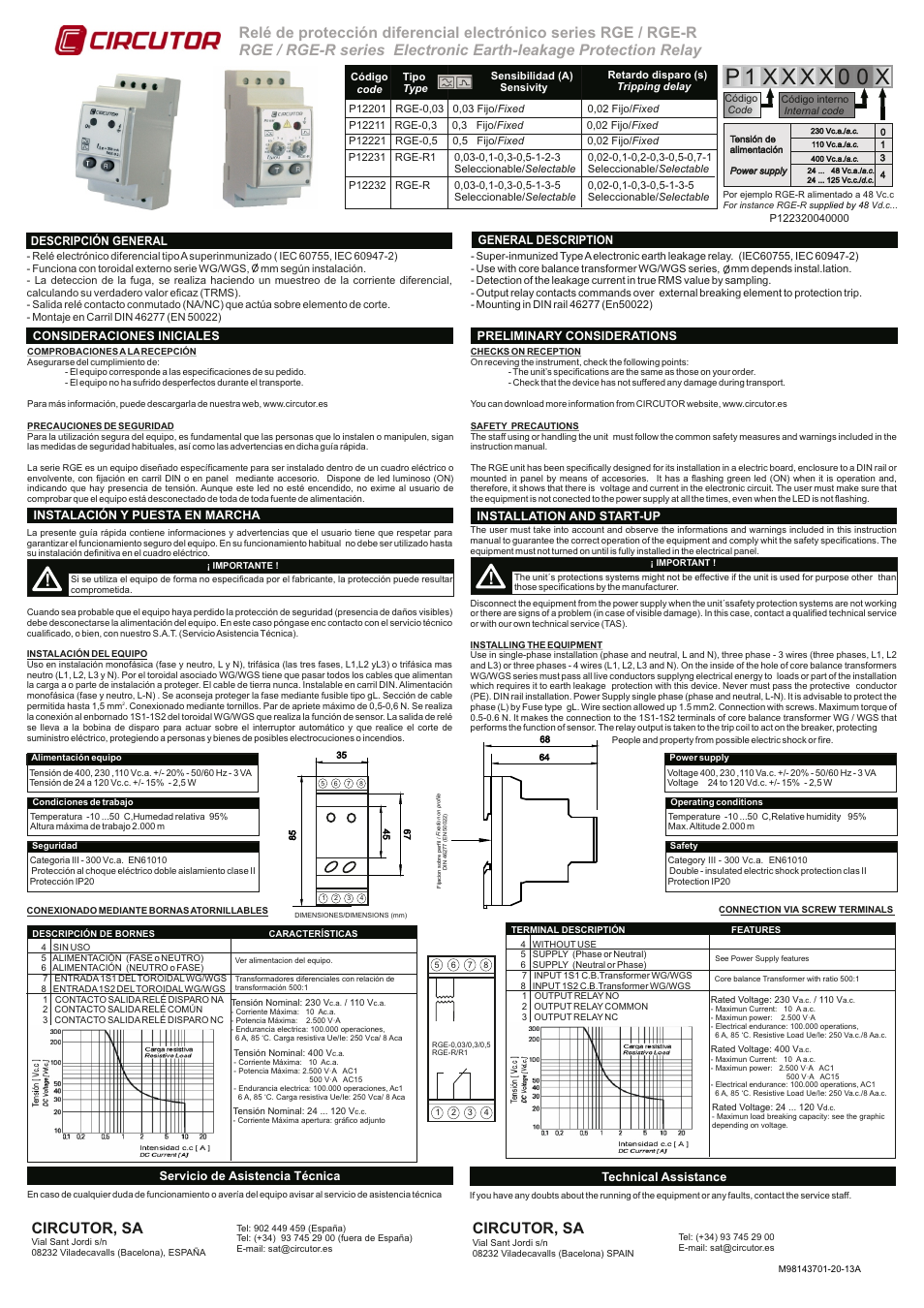 CIRCUTOR RGE Series User Manual | 2 pages