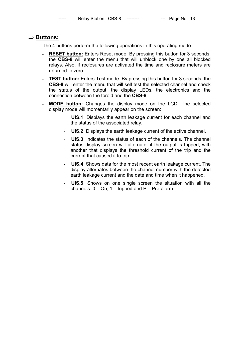 Buttons | CIRCUTOR CBS8 (Available until stocks) User Manual | Page 14 / 41
