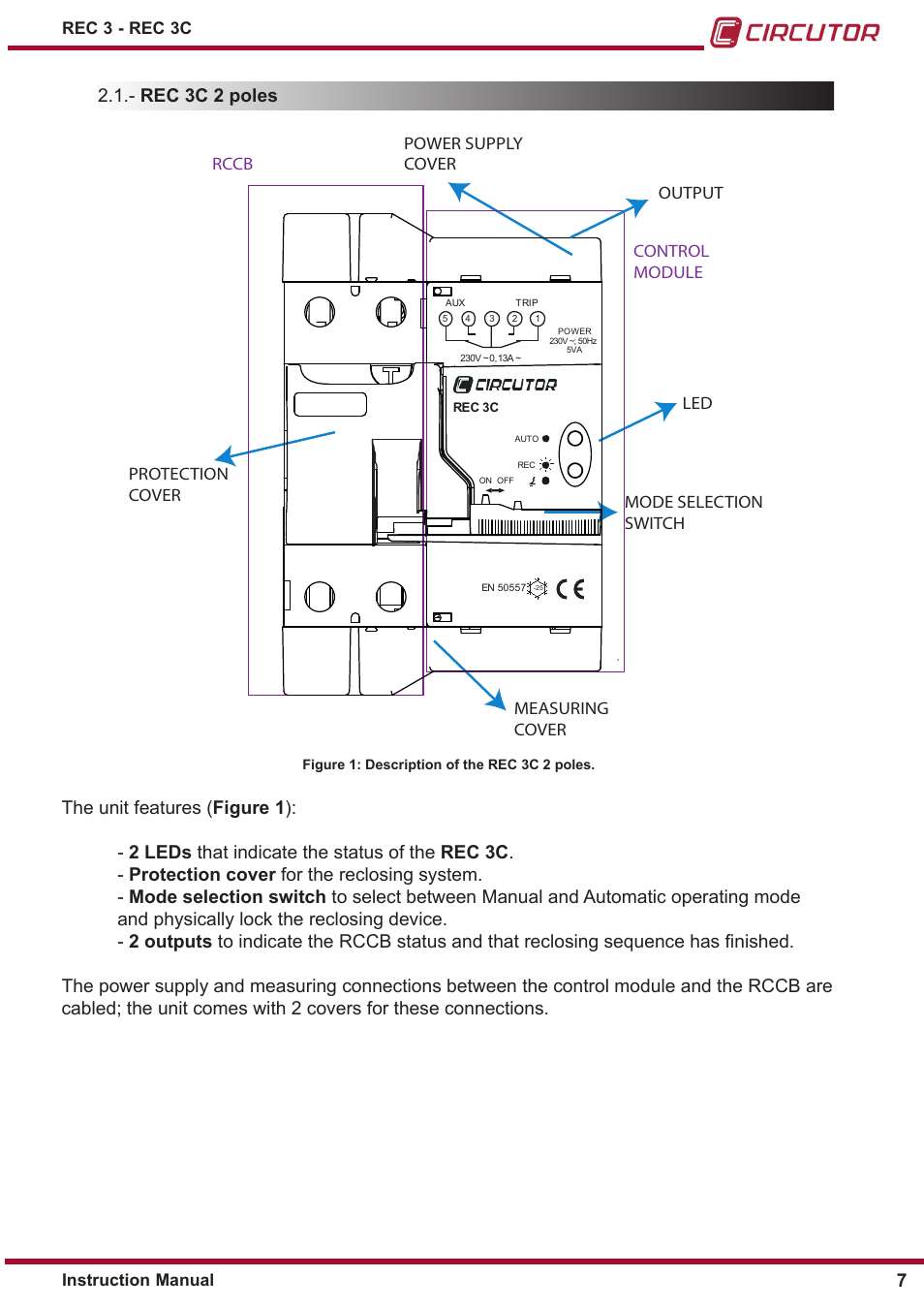 Rec 3c 2 poles | CIRCUTOR REC3 Series User Manual | Page 7 / 26