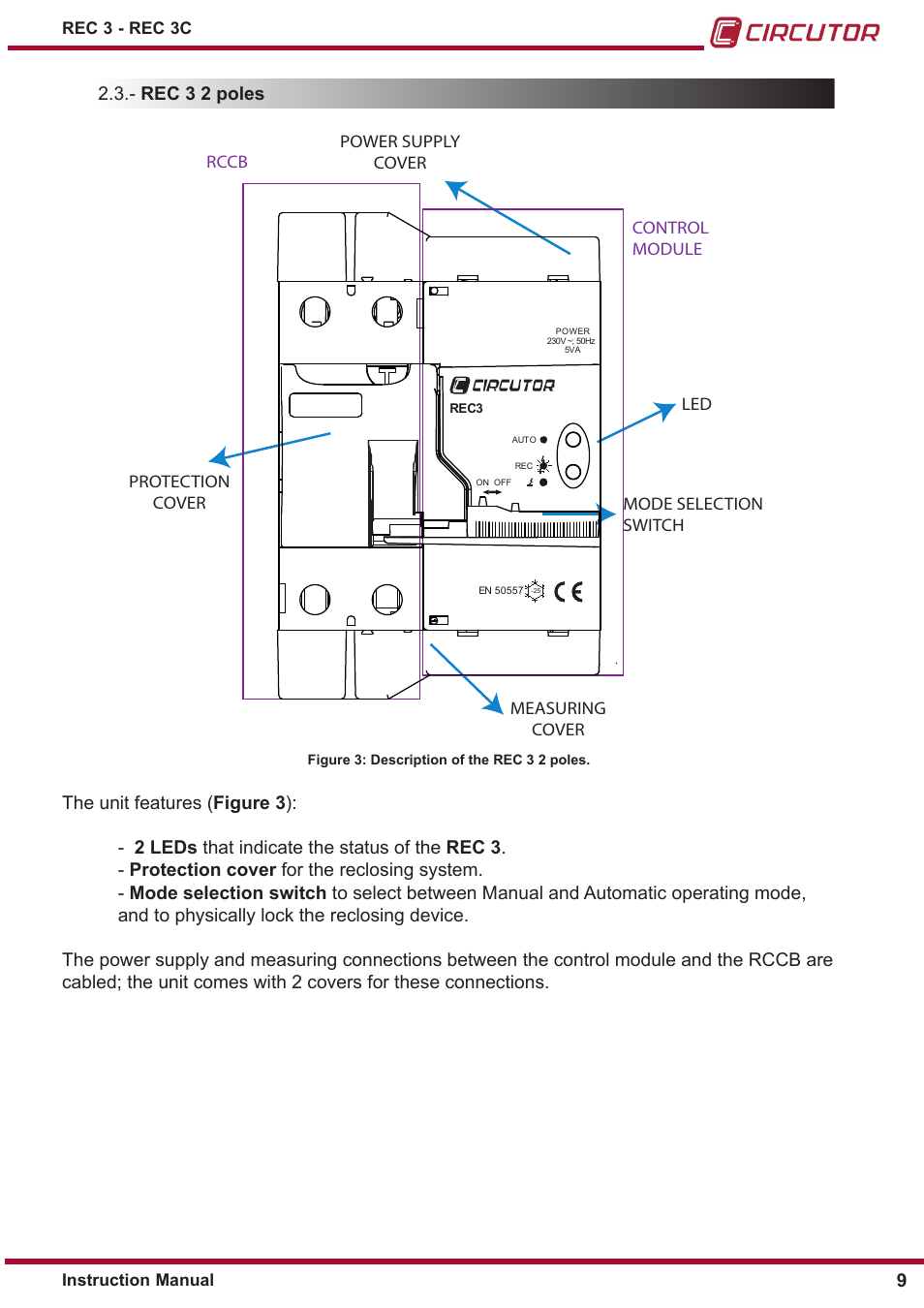 Rec 3 2 poles | CIRCUTOR REC3 Series User Manual | Page 9 / 26