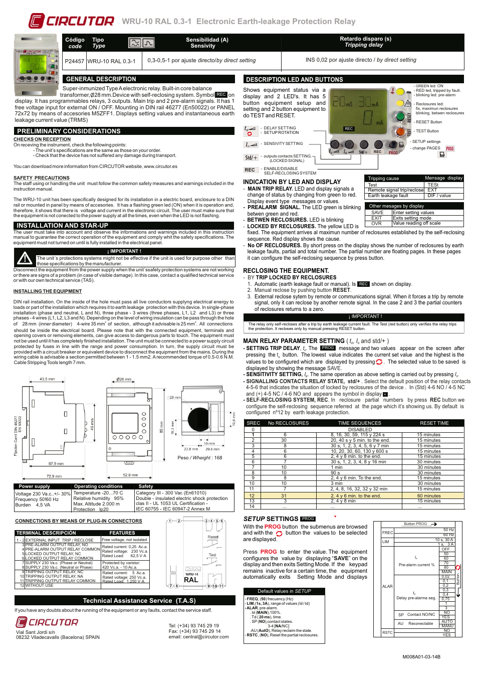 CIRCUTOR WRU-RAL Series User Manual | 2 pages