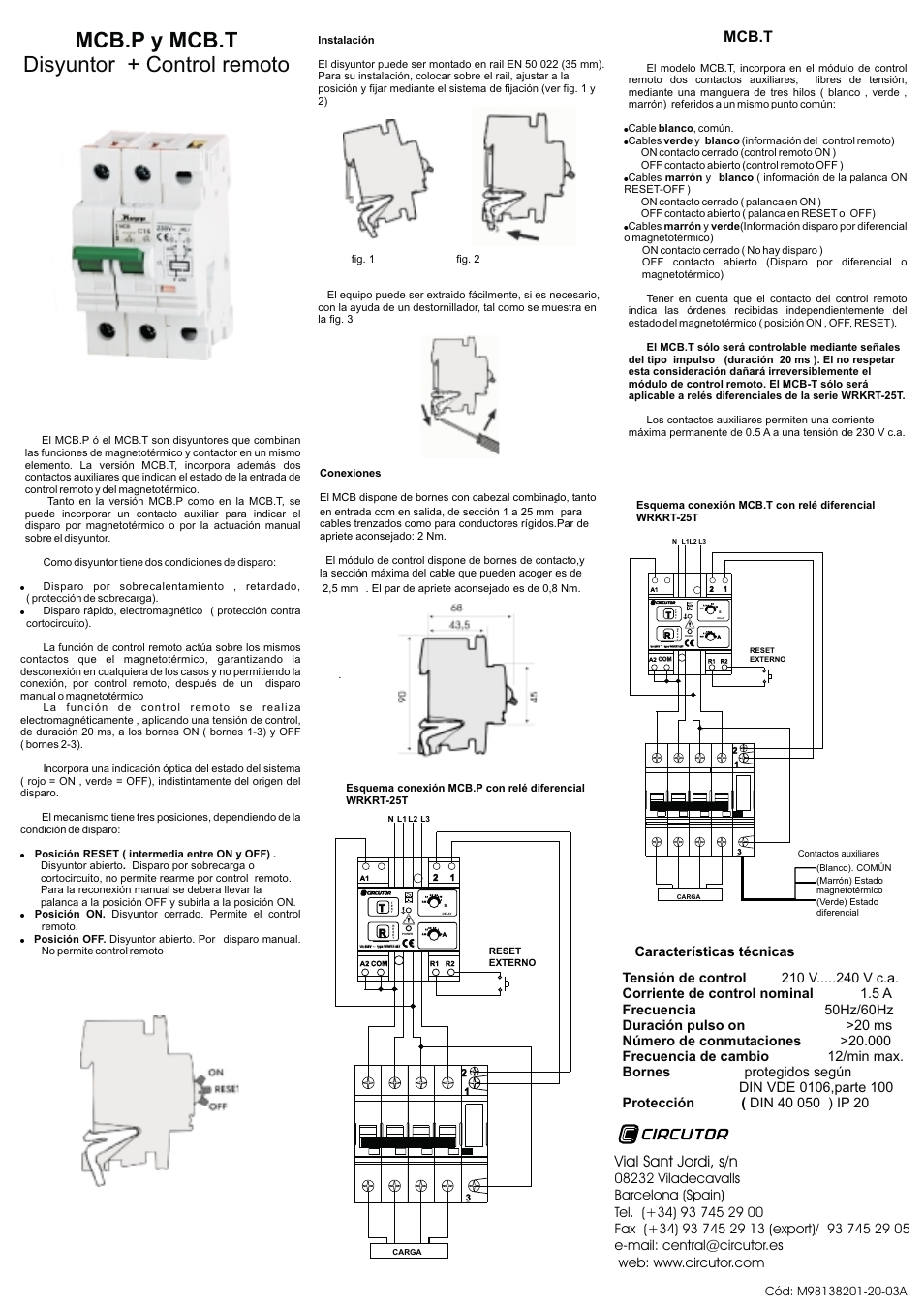 CIRCUTOR MCB Series User Manual | 2 pages