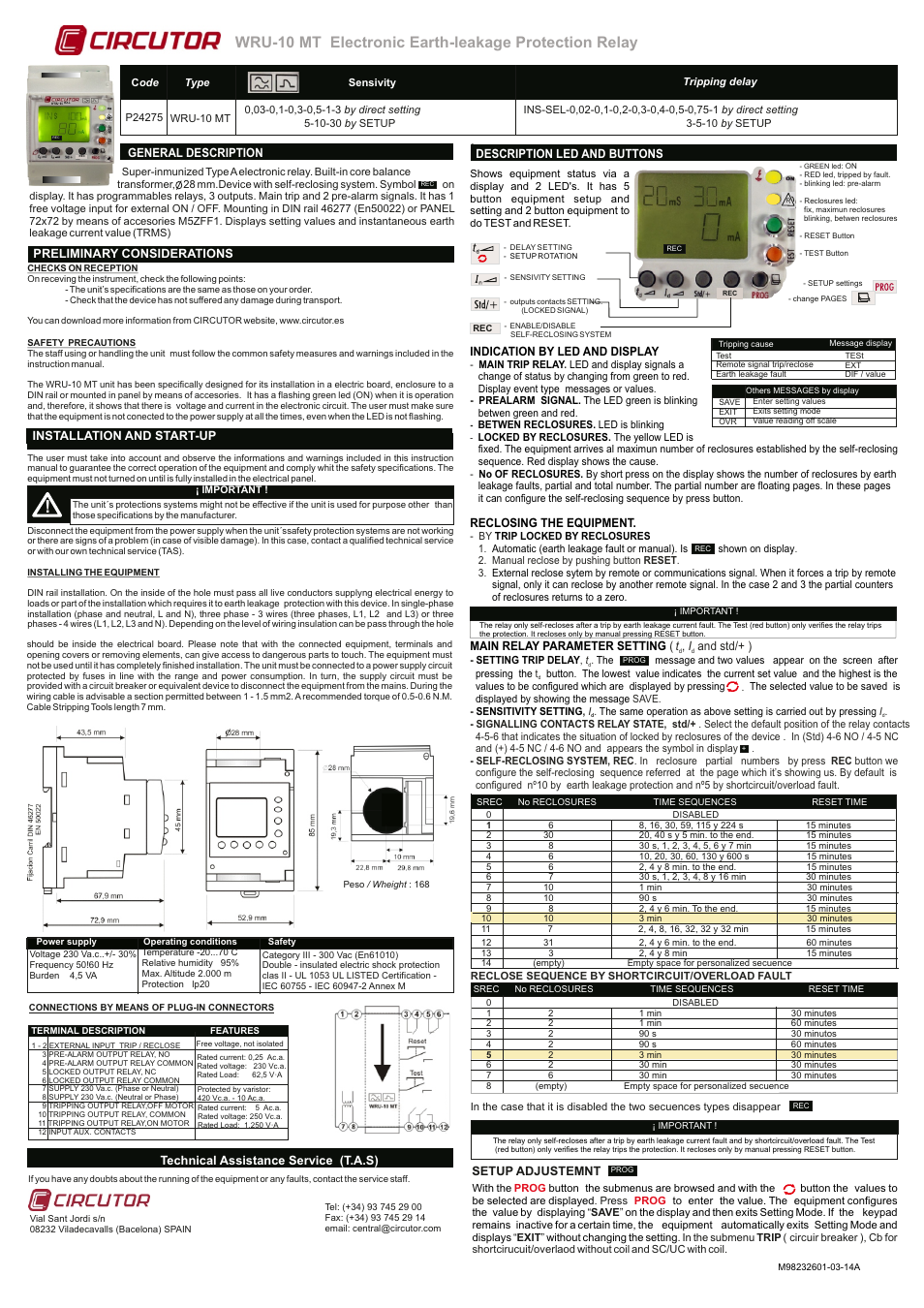 CIRCUTOR WRU-10-MT User Manual | 2 pages