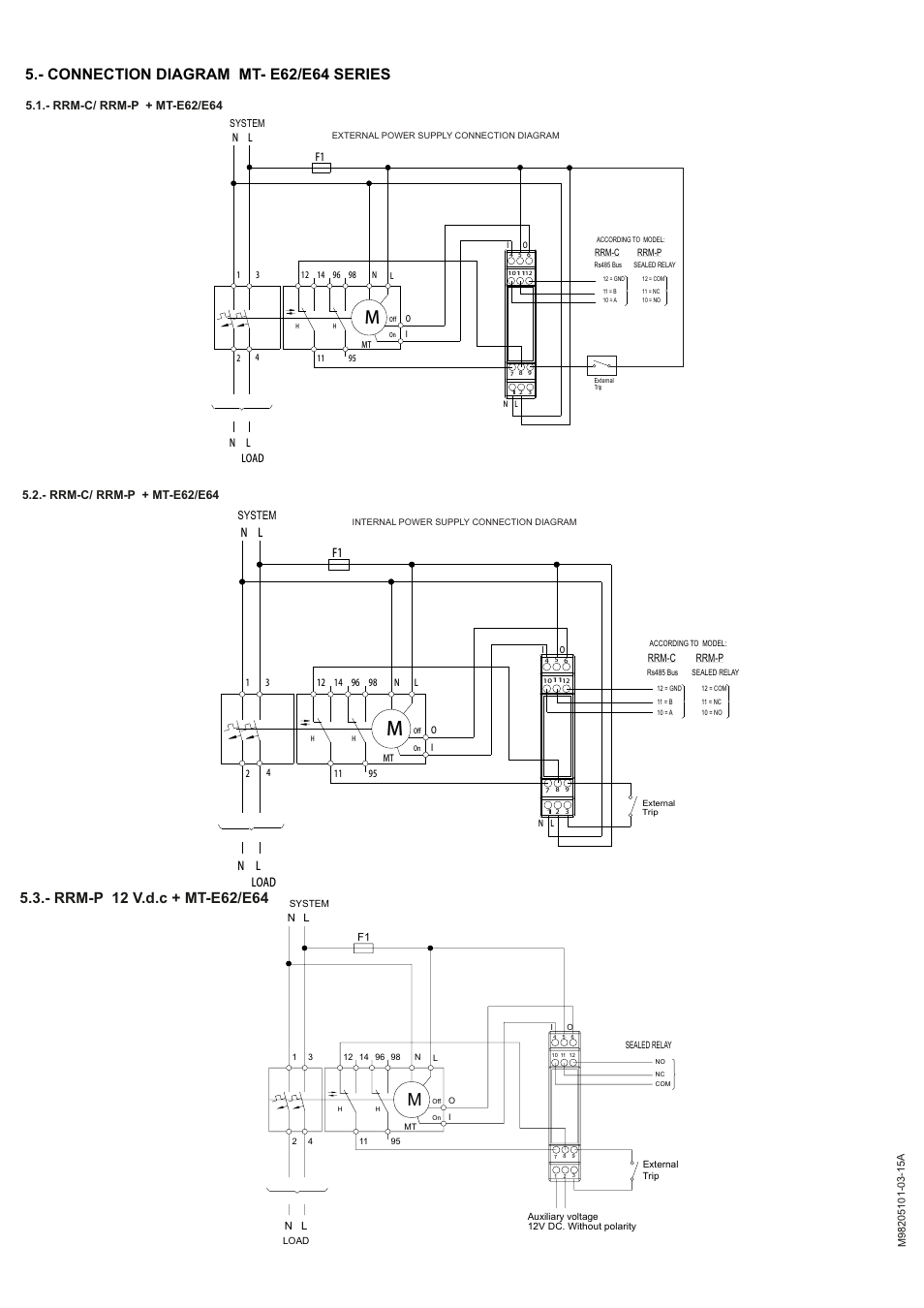 Connection diagram mt- e62/e64 series, N l system f1, Load | CIRCUTOR RRM Series User Manual | Page 2 / 2