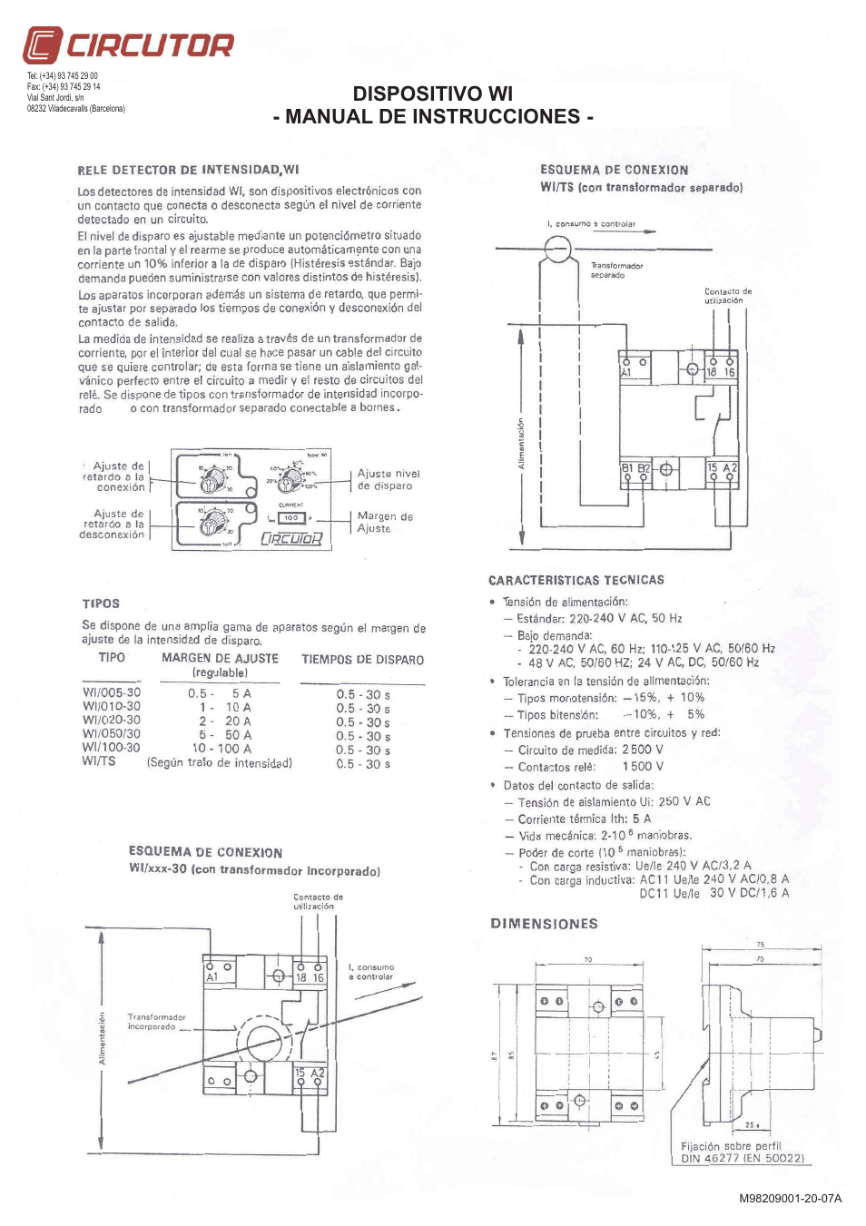CIRCUTOR WI Series User Manual | 2 pages