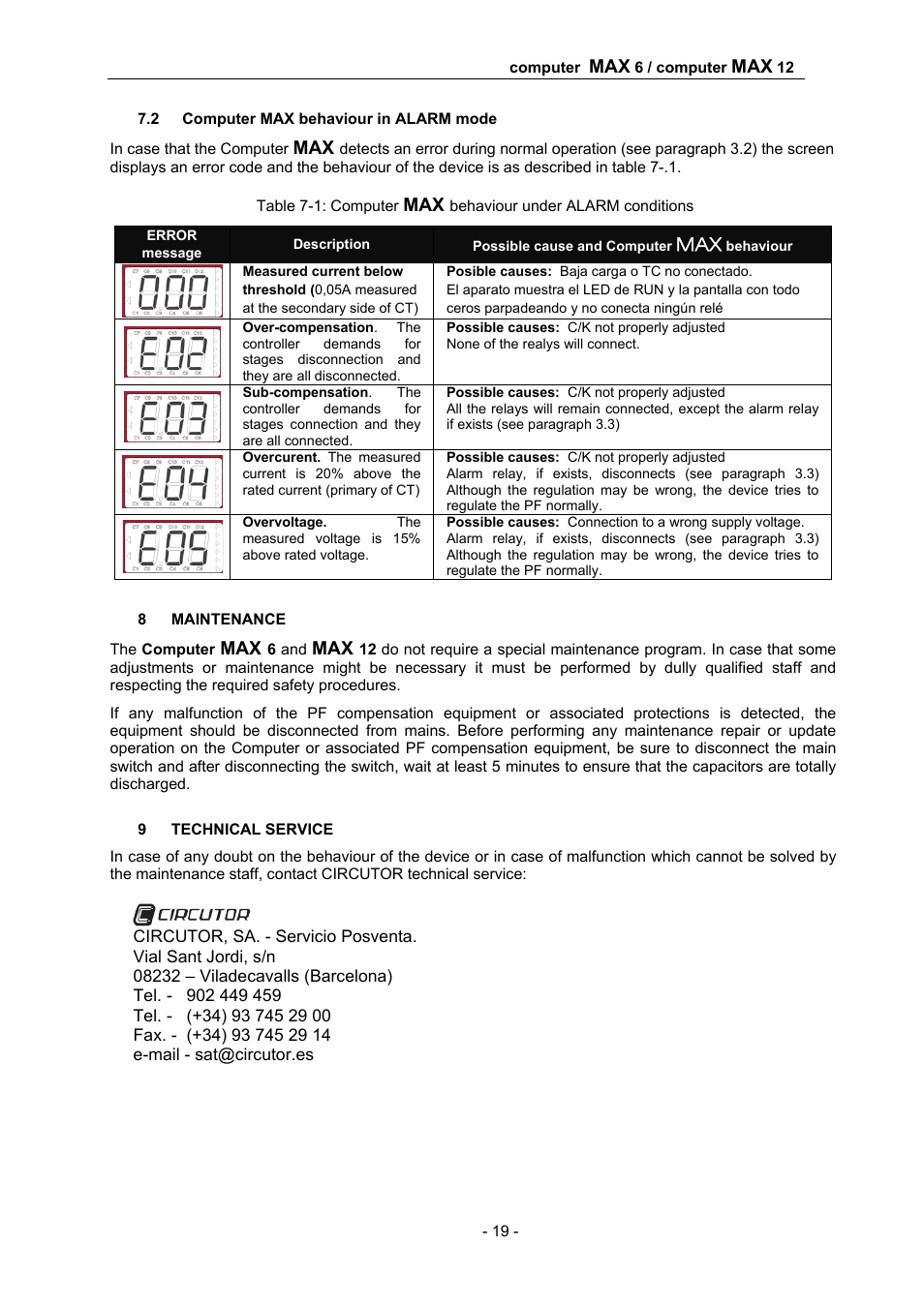 CIRCUTOR computer MAX Plug&Play series User Manual | Page 19 / 19