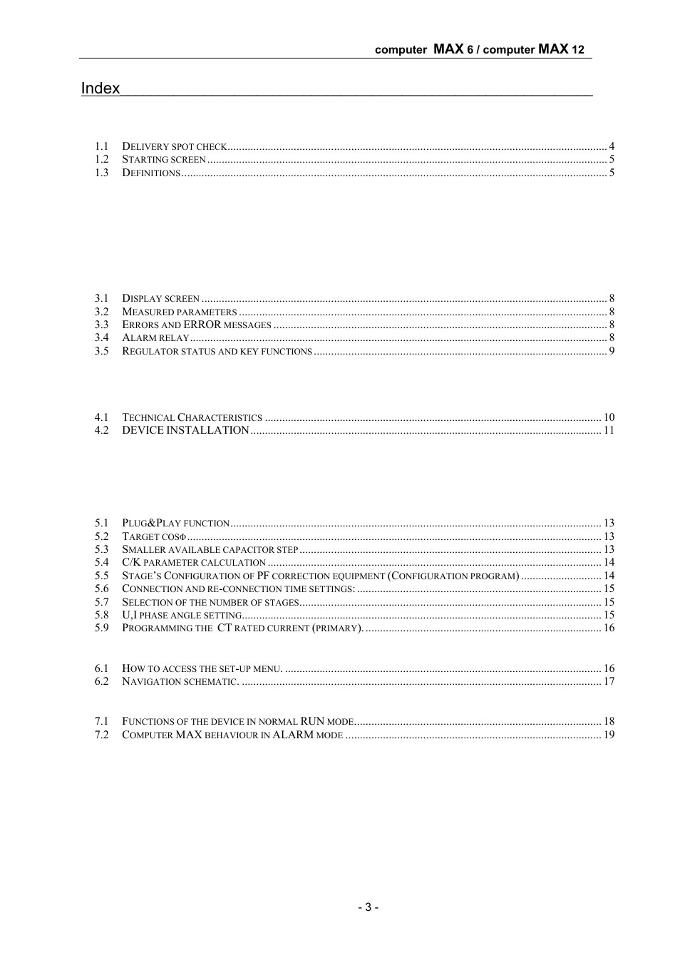 Index | CIRCUTOR computer MAX Plug&Play series User Manual | Page 3 / 19