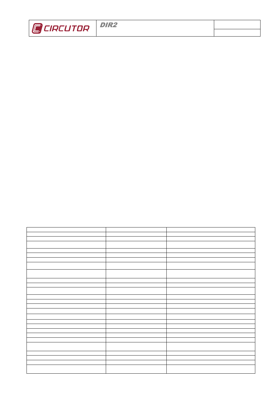 CIRCUTOR DIR2 User Manual | 2 pages