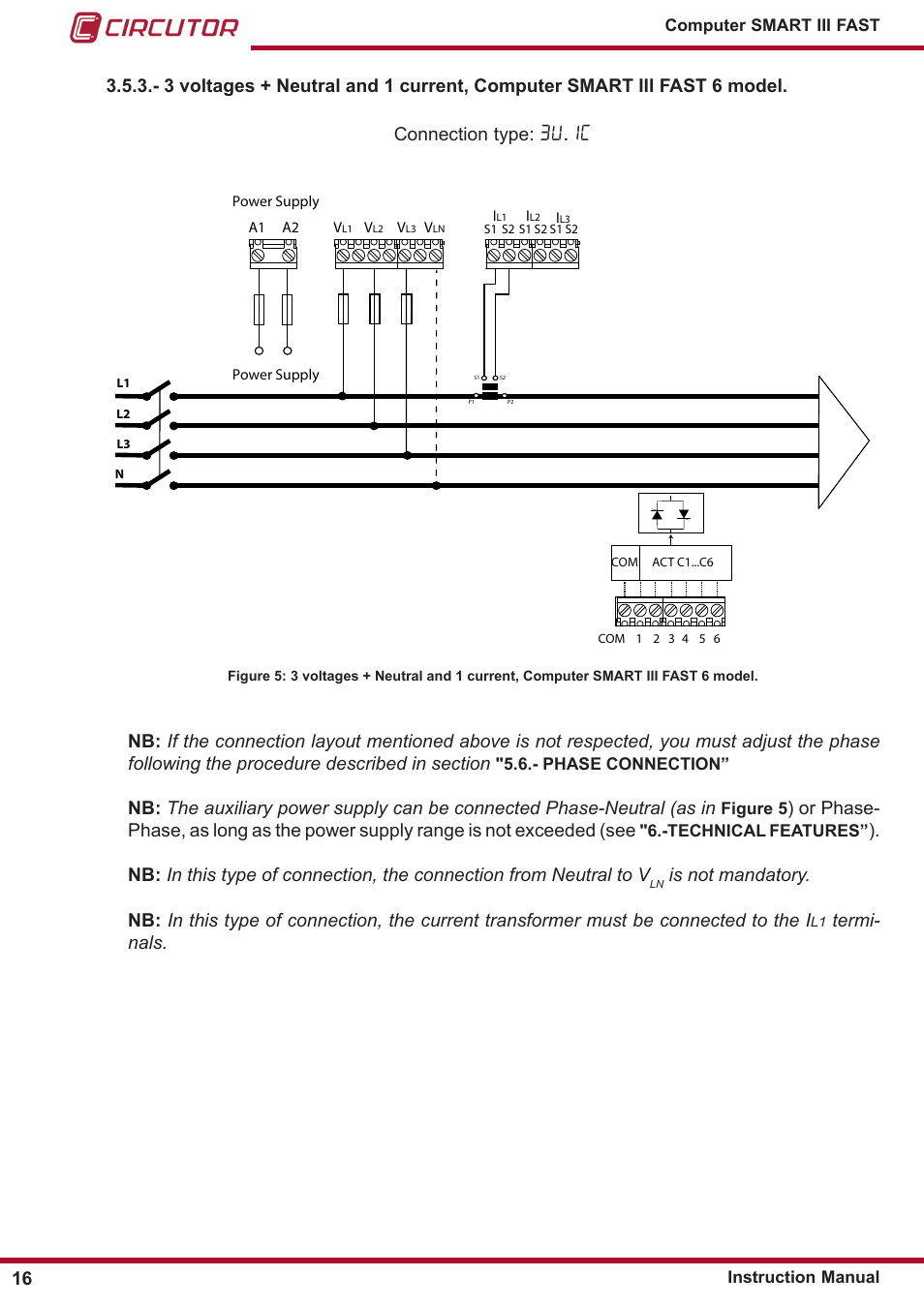 3u �1c, Termi- nals. 16 | CIRCUTOR computer SMART III-Fast Series User Manual | Page 16 / 108