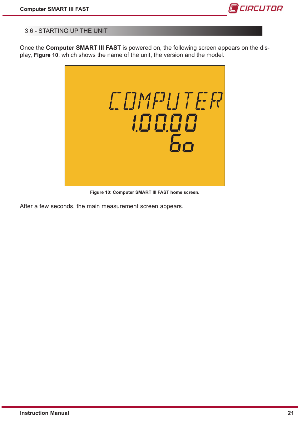 Starting up the unit | CIRCUTOR computer SMART III-Fast Series User Manual | Page 21 / 108