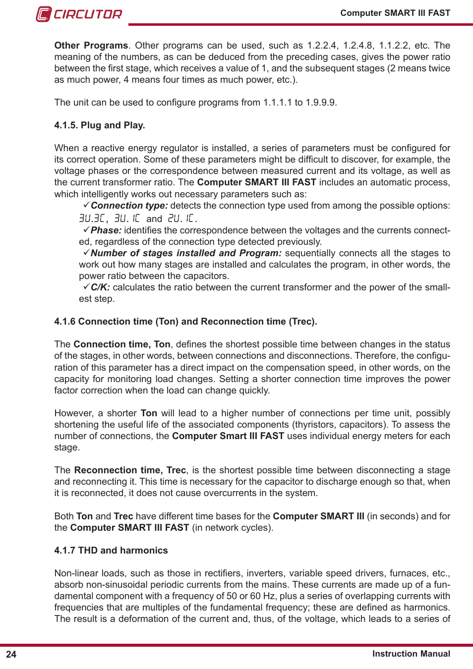 Plug and play, 7 thd and harmonics | CIRCUTOR computer SMART III-Fast Series User Manual | Page 24 / 108