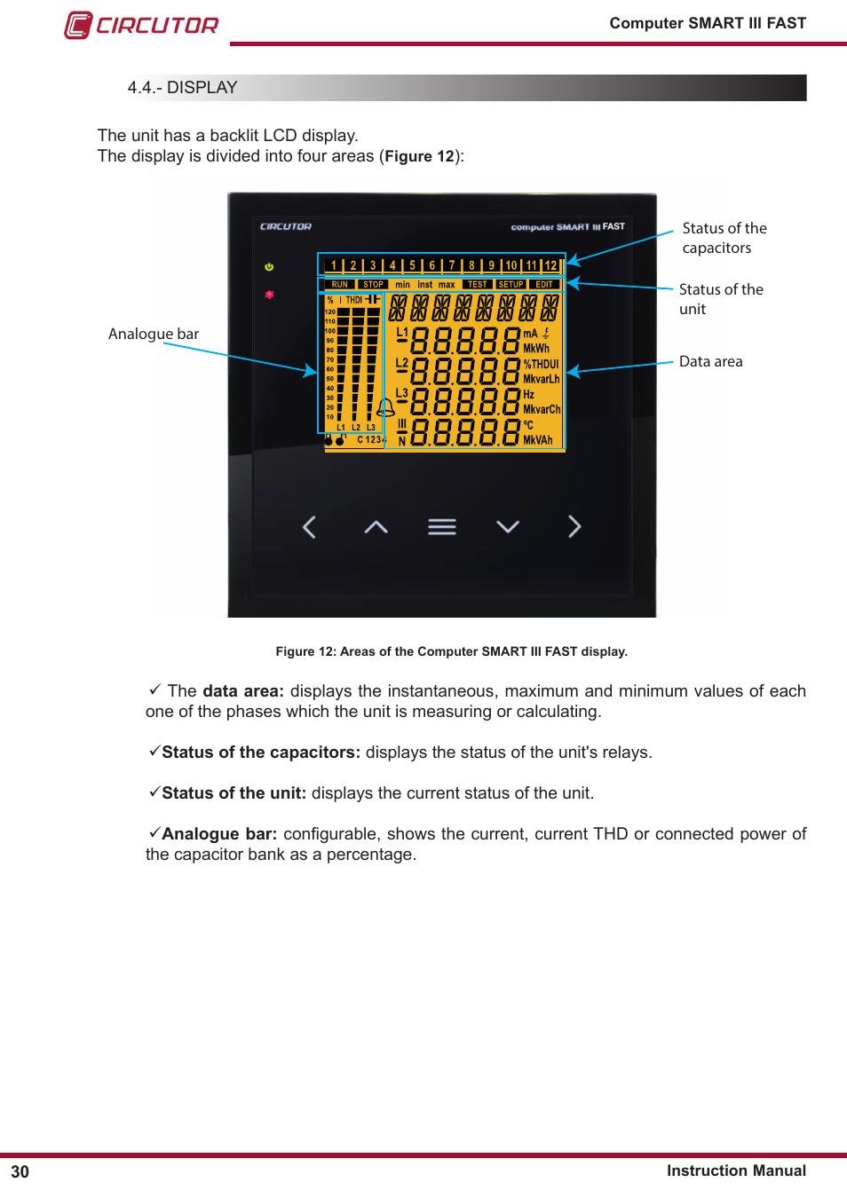 Display | CIRCUTOR computer SMART III-Fast Series User Manual | Page 30 / 108