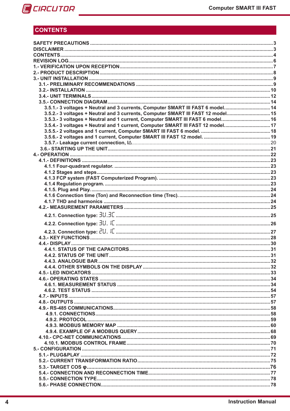 CIRCUTOR computer SMART III-Fast Series User Manual | Page 4 / 108