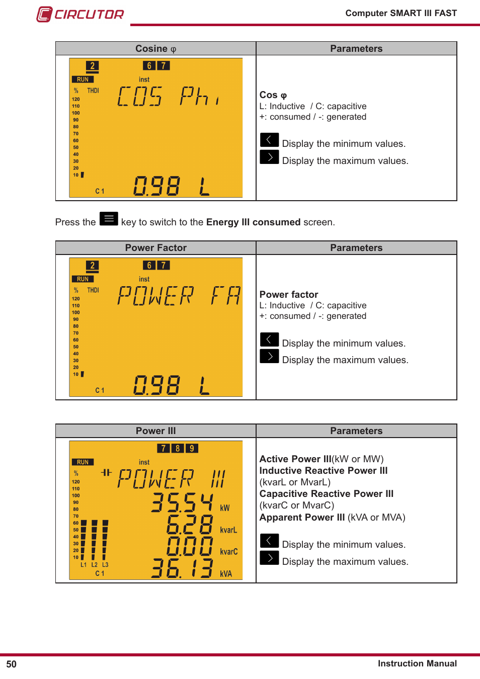 CIRCUTOR computer SMART III-Fast Series User Manual | Page 50 / 108