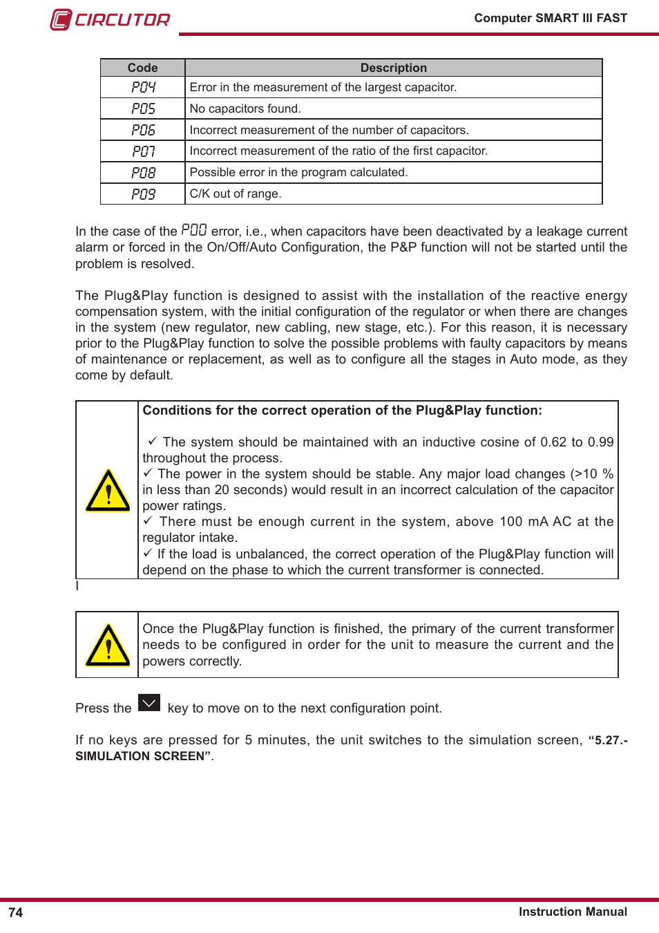 CIRCUTOR computer SMART III-Fast Series User Manual | Page 74 / 108