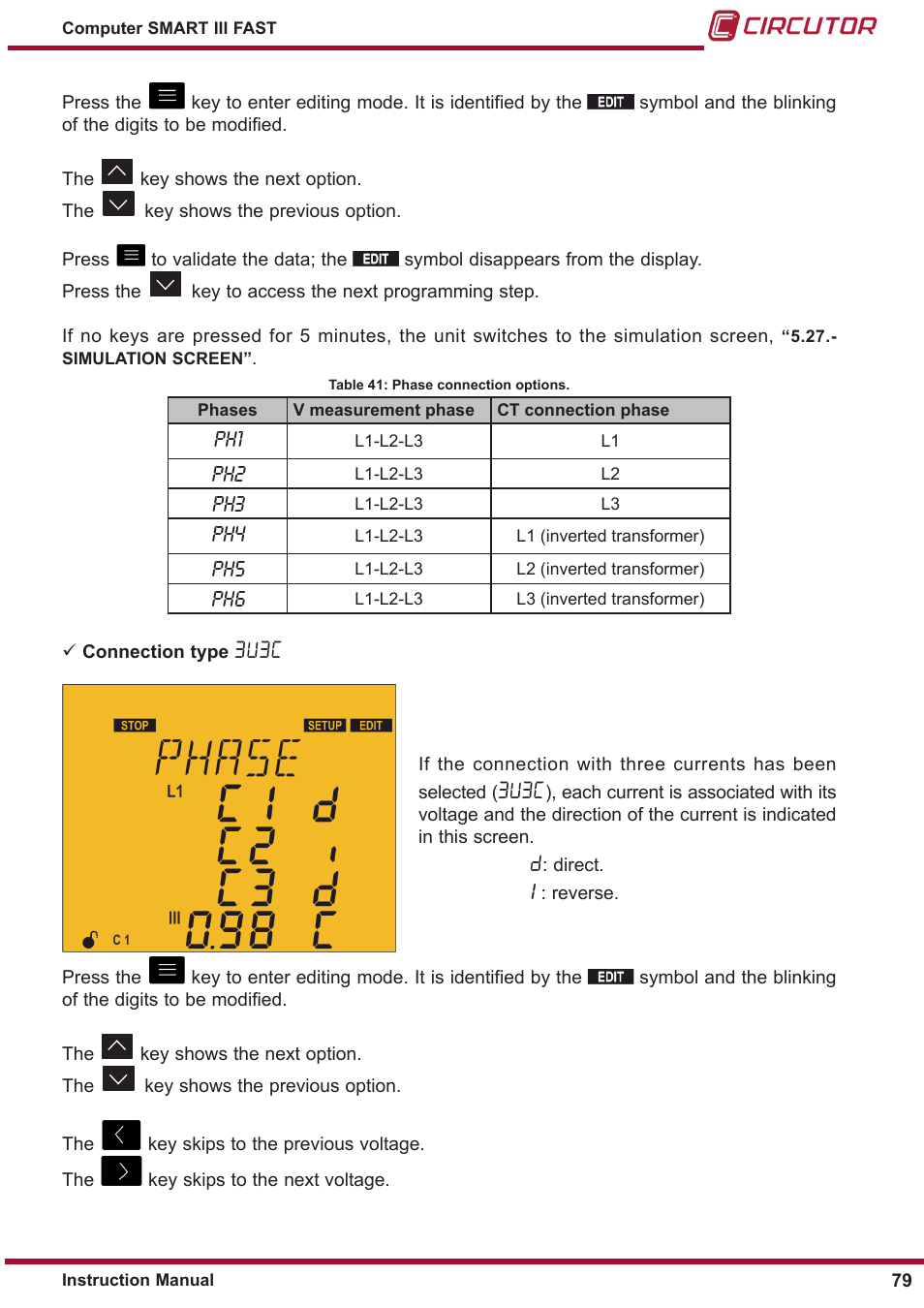 Table 41, 3u3c | CIRCUTOR computer SMART III-Fast Series User Manual | Page 79 / 108