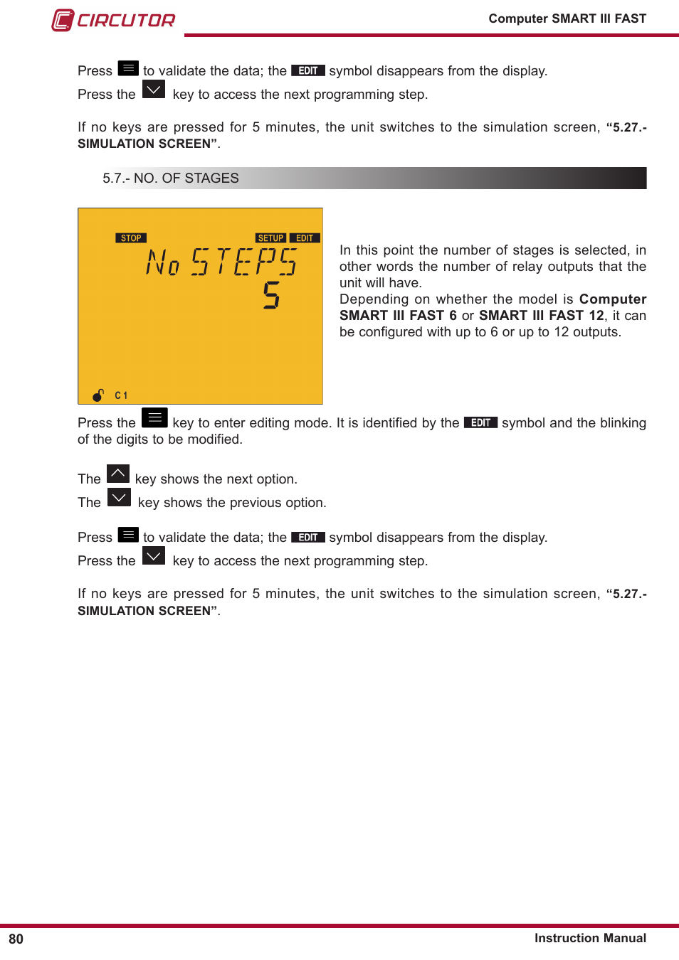 No. of stages | CIRCUTOR computer SMART III-Fast Series User Manual | Page 80 / 108