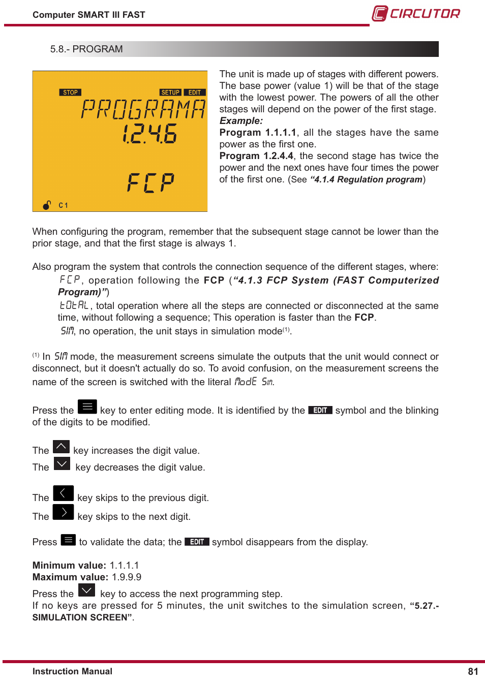 Program | CIRCUTOR computer SMART III-Fast Series User Manual | Page 81 / 108