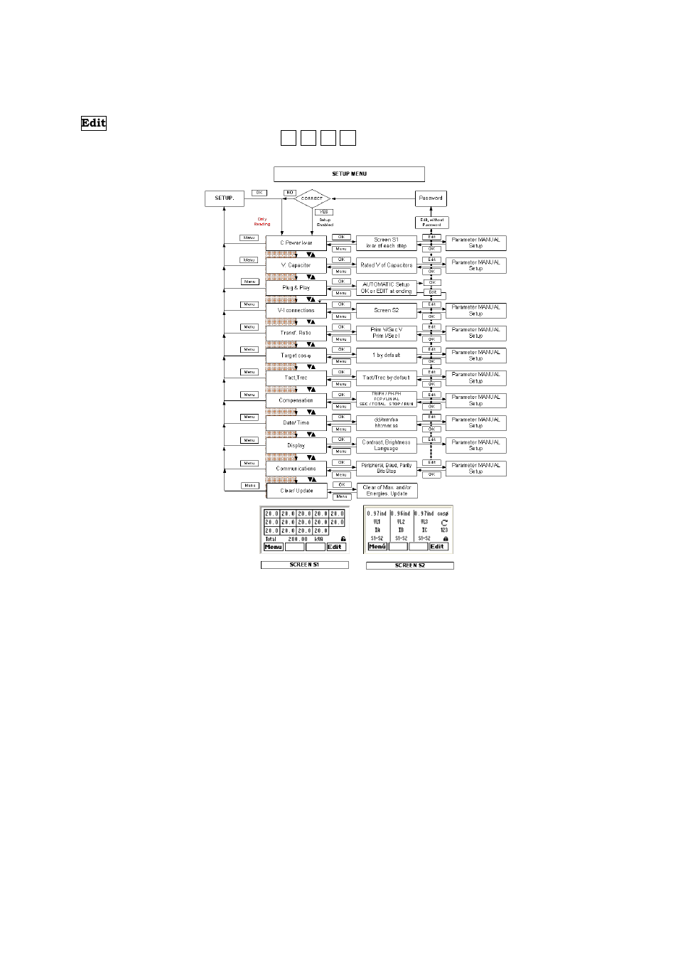 Evice setup menu | CIRCUTOR computer PLUS-TF Series User Manual | Page 25 / 69
