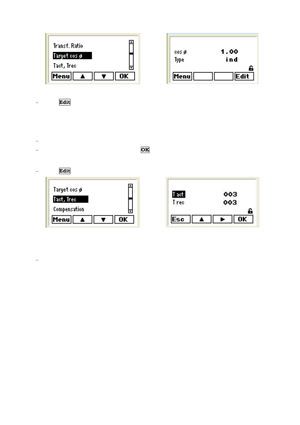 Adjusting the tact and trec times, Adjusting the compensation mode | CIRCUTOR computer PLUS-TF Series User Manual | Page 42 / 69