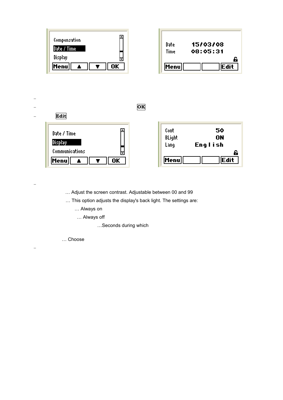 Adjusting the display | CIRCUTOR computer PLUS-TF Series User Manual | Page 44 / 69