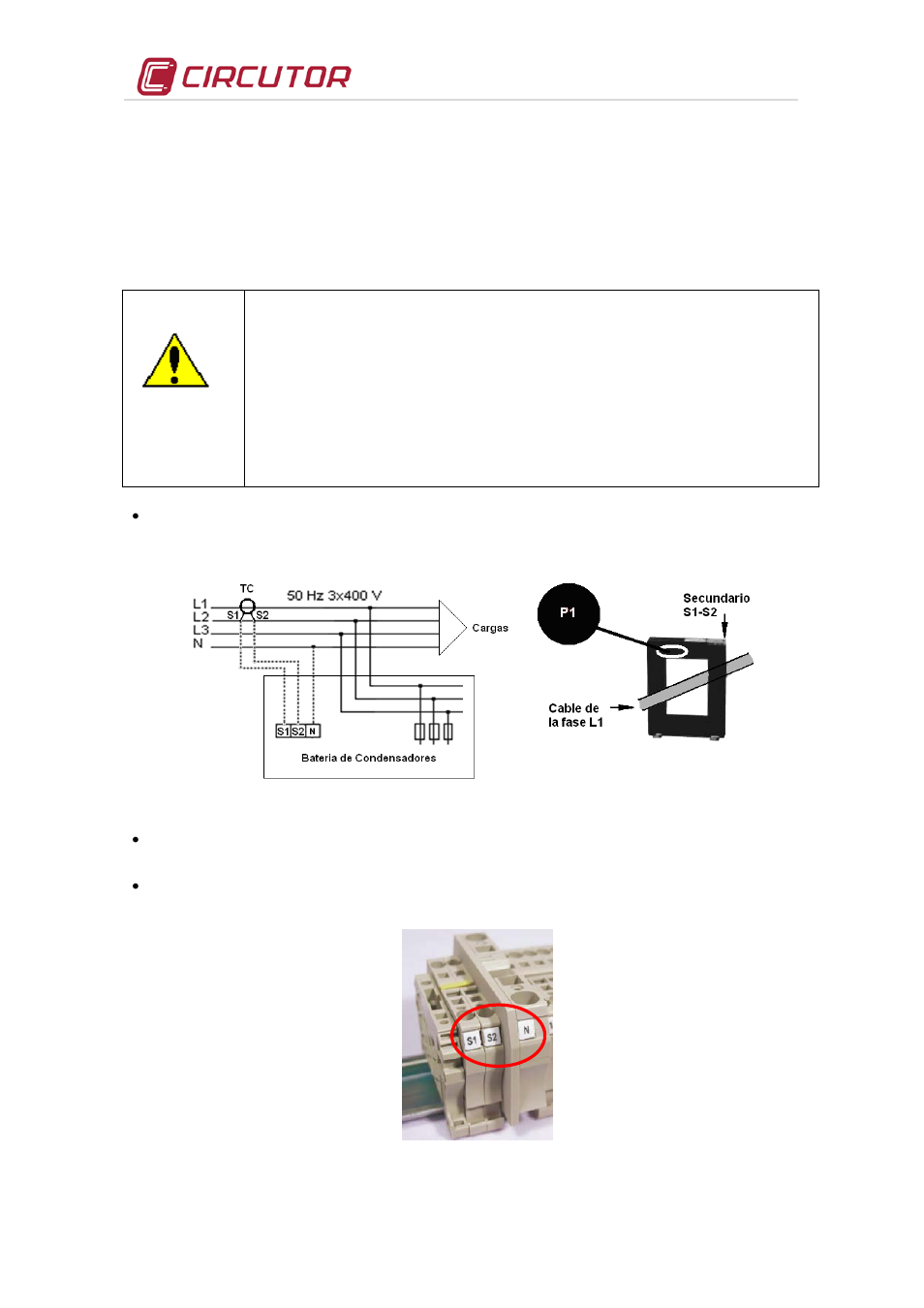 4 earth cable connection, 5 connecting the current transformer (ct), Earth cable connection | Connecting the current transformer (ct), Nd fig. 5-4 | CIRCUTOR OPTIM Series User Manual | Page 12 / 20