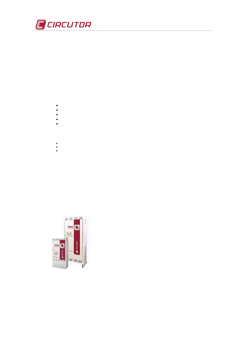 2 electrical features, 3 environmental characteristics, 4 mechanical characteristics | 5 external dimensions and weights, Lectrical features, Nvironmental, Haracteristics, Echanical characteristics, Xternal dimensions and weights | CIRCUTOR OPTIM Series User Manual | Page 7 / 20