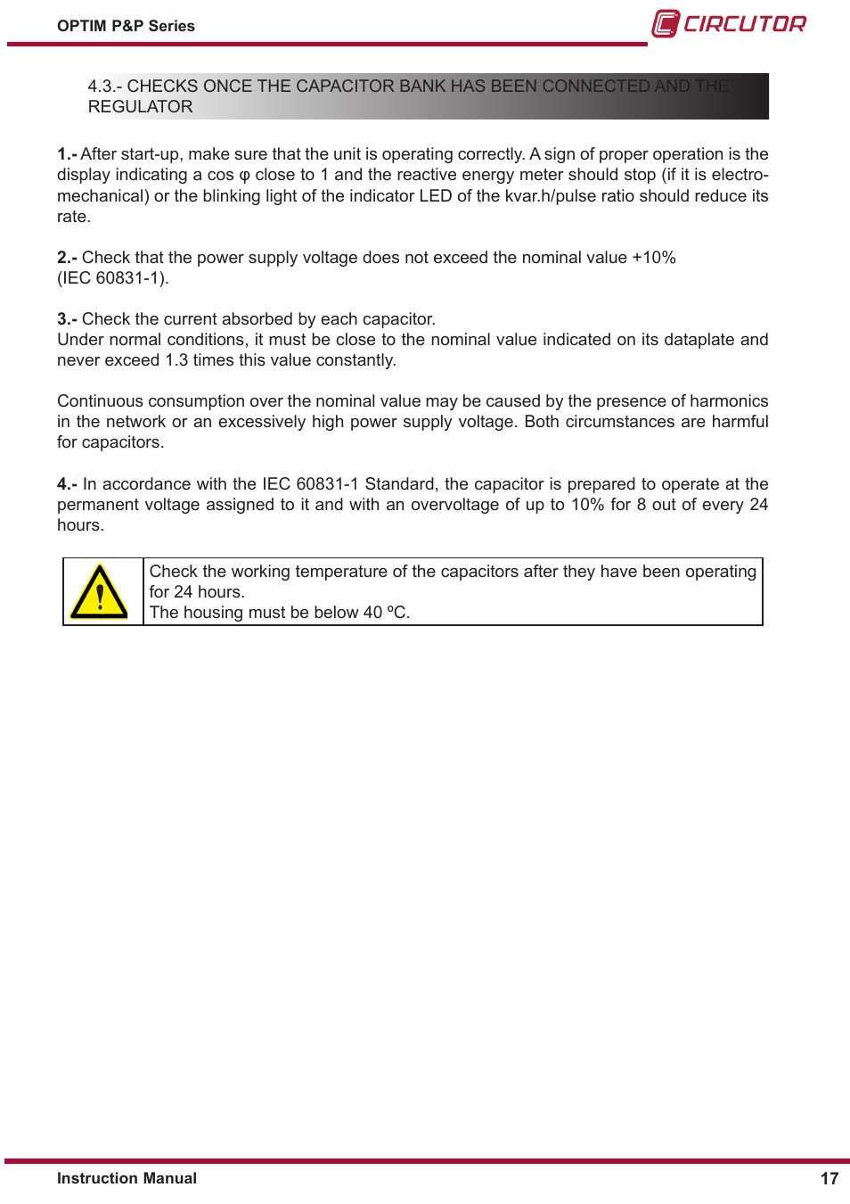 CIRCUTOR OPTIM P&P Series User Manual | Page 17 / 36