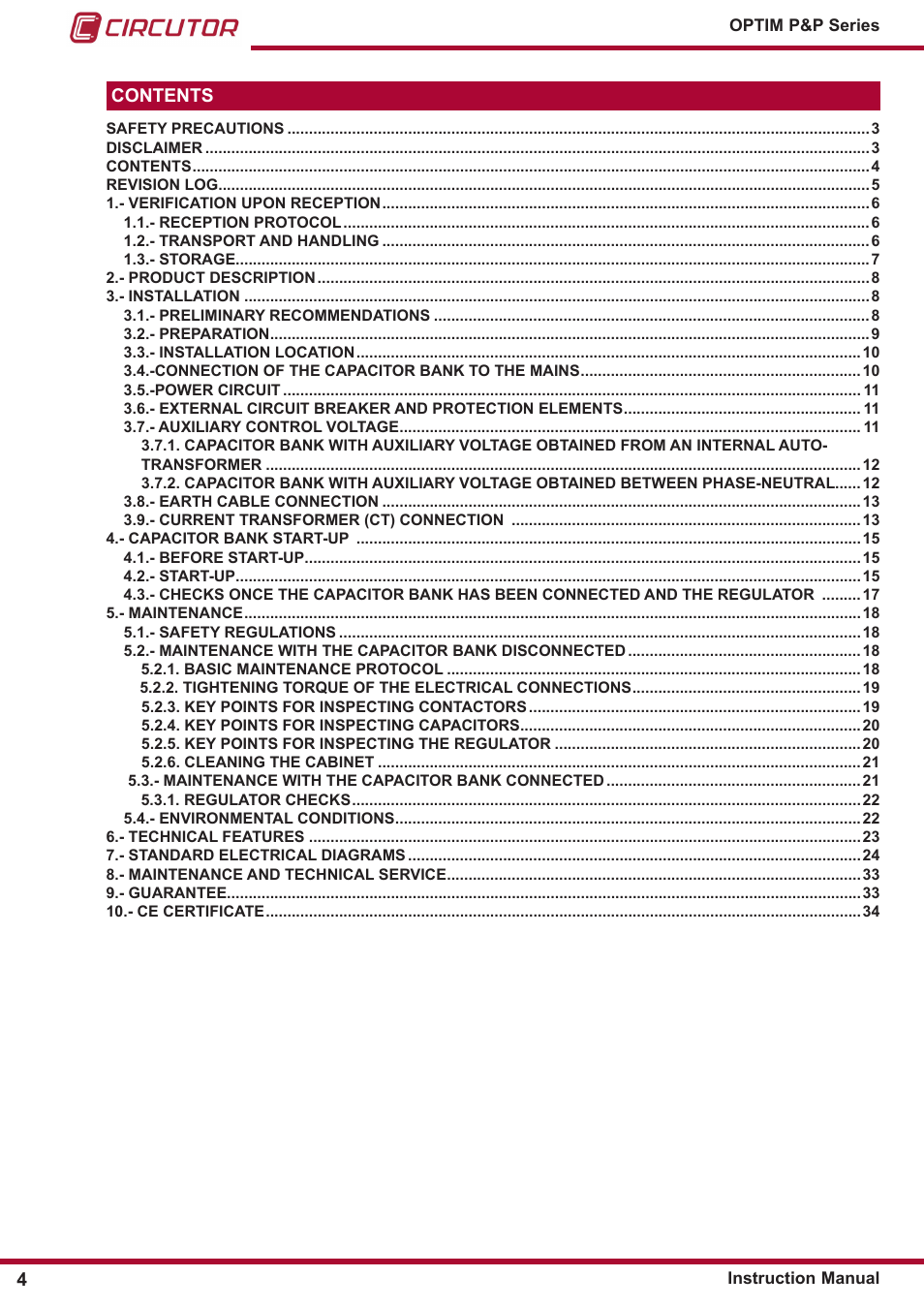 CIRCUTOR OPTIM P&P Series User Manual | Page 4 / 36