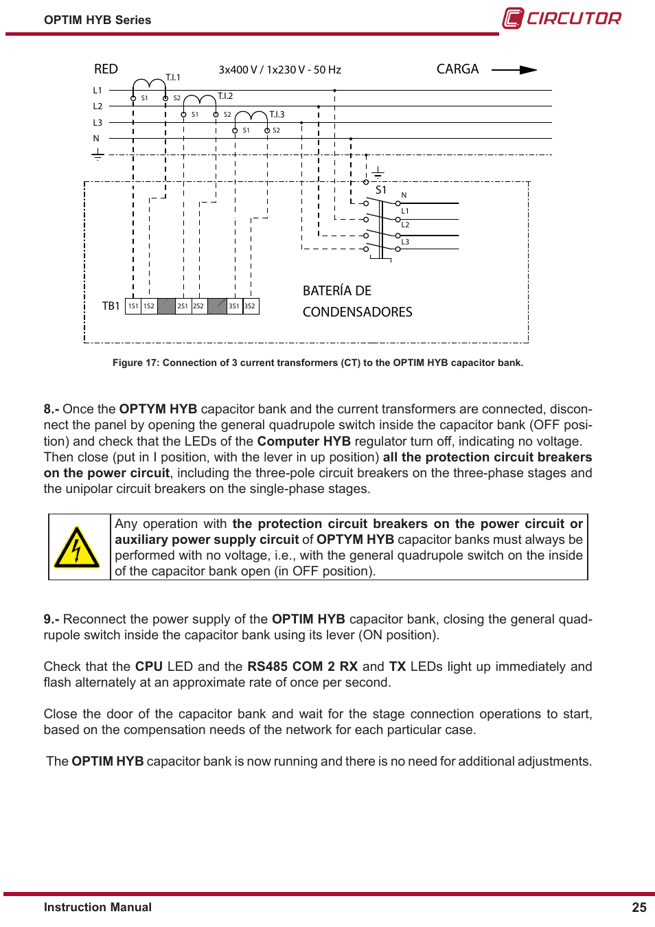 Red carga, Batería de condensadores | CIRCUTOR OPTIM HYB Series User Manual | Page 25 / 36