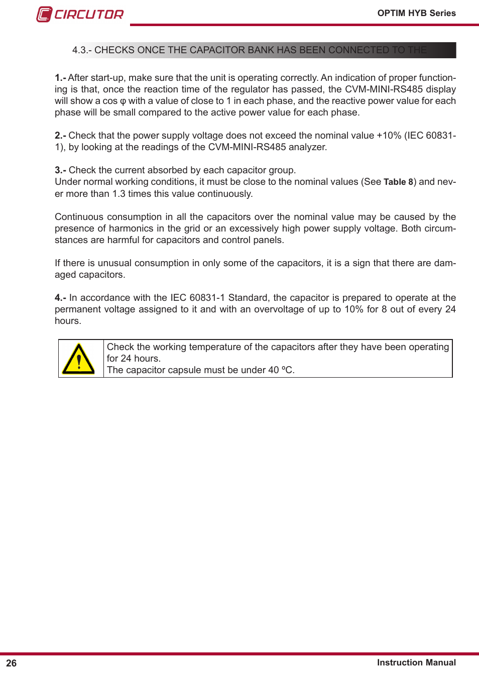 CIRCUTOR OPTIM HYB Series User Manual | Page 26 / 36