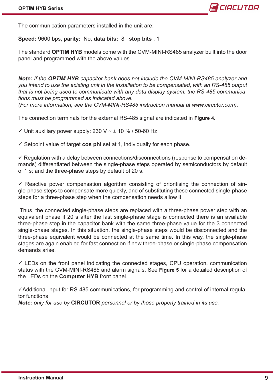 CIRCUTOR OPTIM HYB Series User Manual | Page 9 / 36