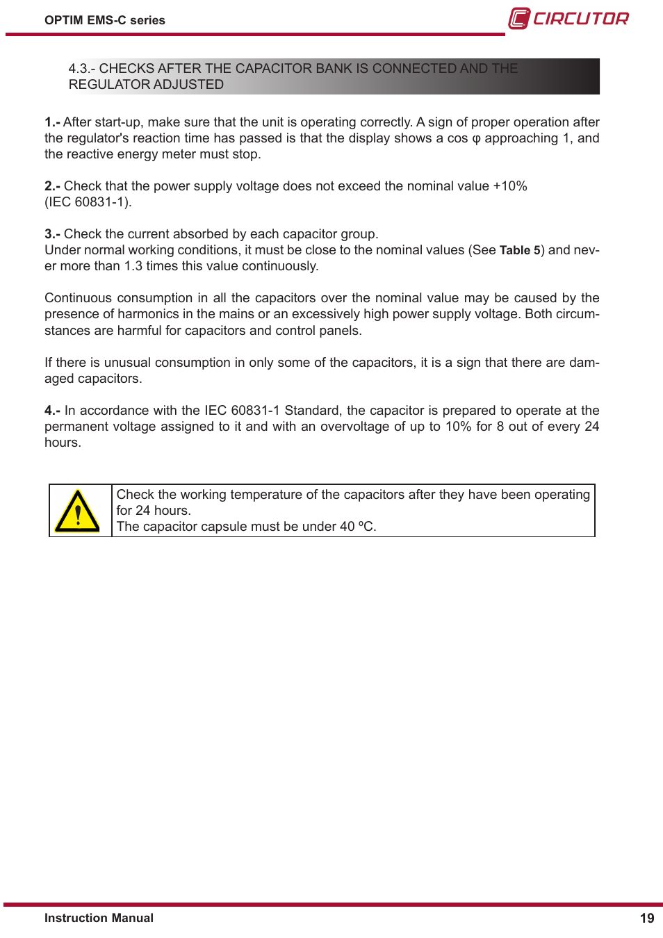 CIRCUTOR OPTIM-EMS-C Series User Manual | Page 19 / 28