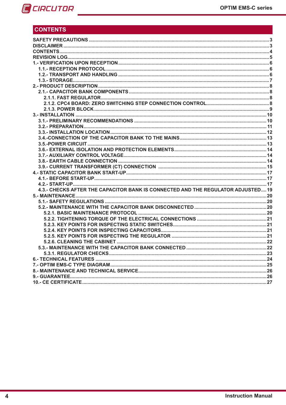 CIRCUTOR OPTIM-EMS-C Series User Manual | Page 4 / 28