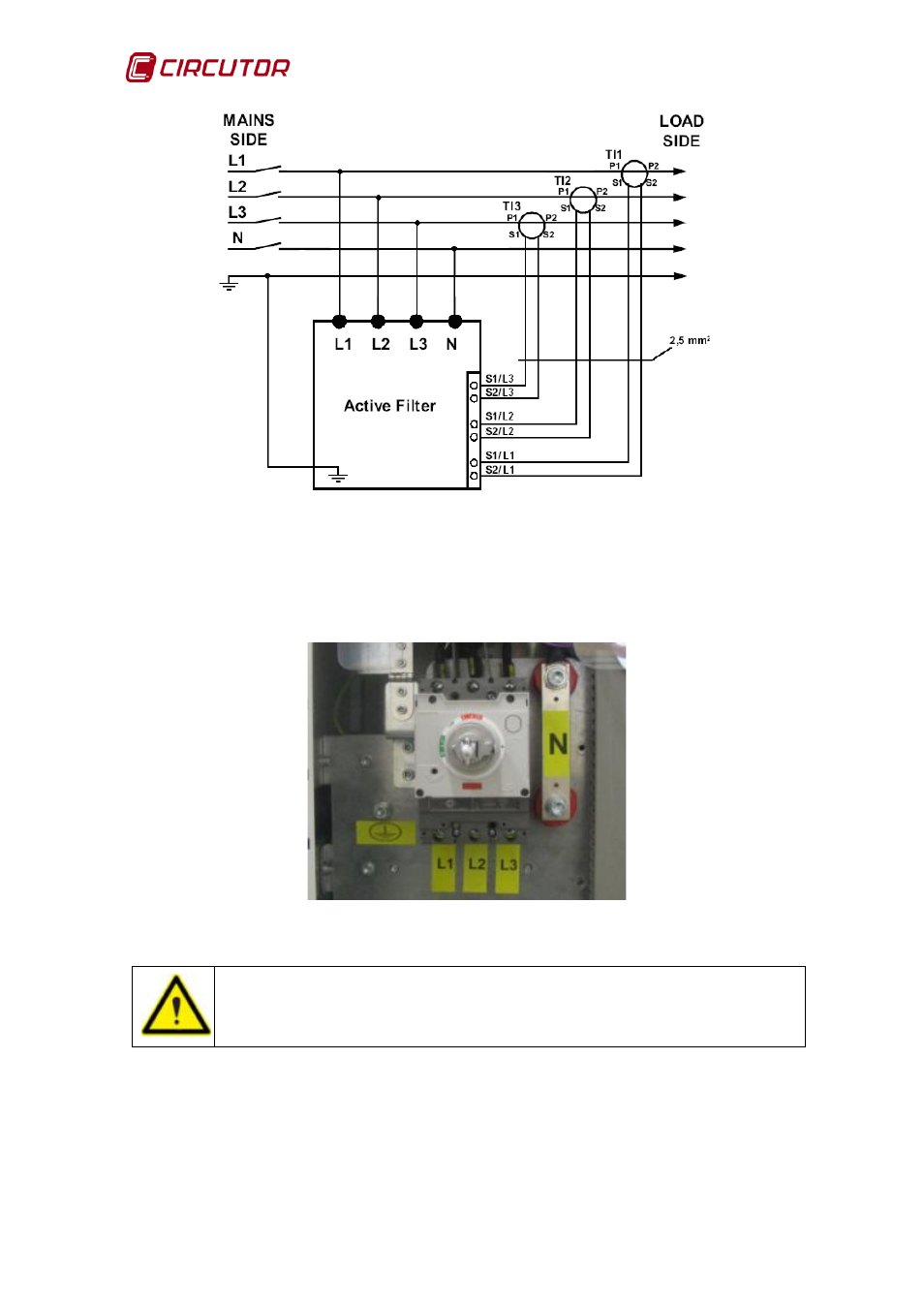 Three-phase mains to neutral connection, Figure 16 | CIRCUTOR AFQ Series User Manual | Page 22 / 106