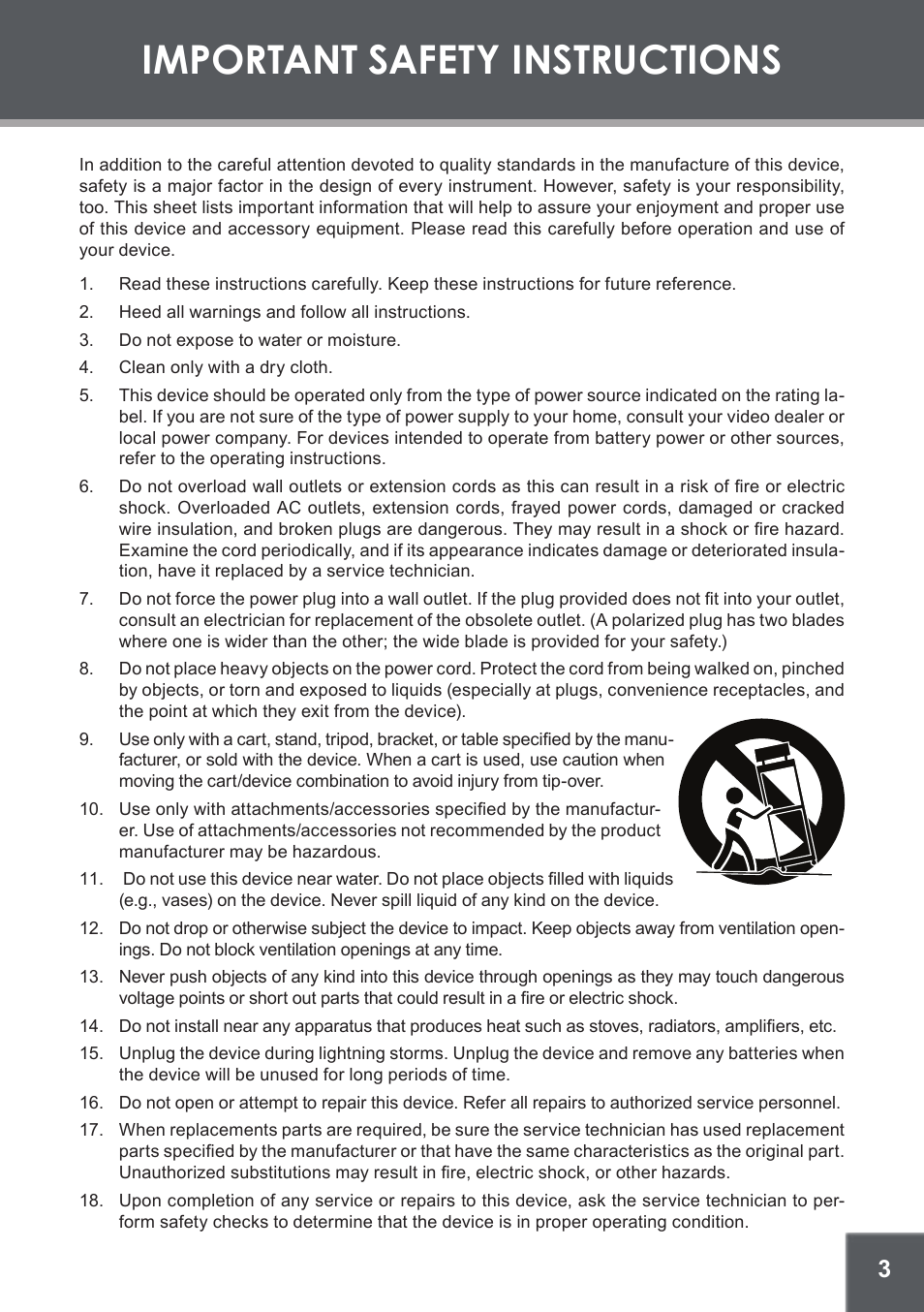 Important safety instructions | COBY electronic CX-266 User Manual | Page 3 / 24