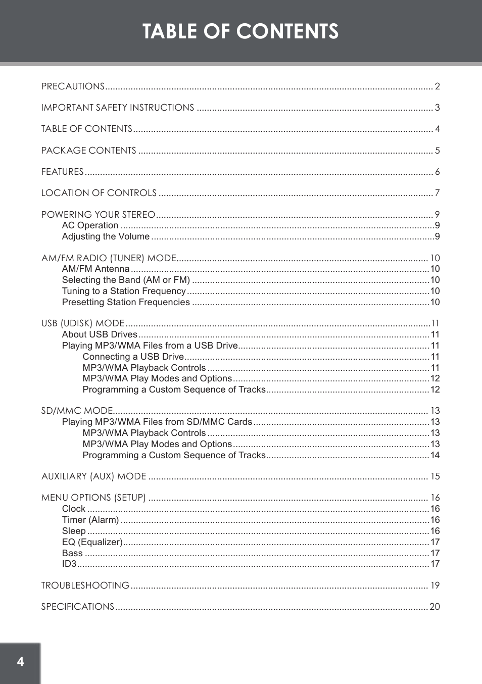 COBY electronic CX-266 User Manual | Page 4 / 24