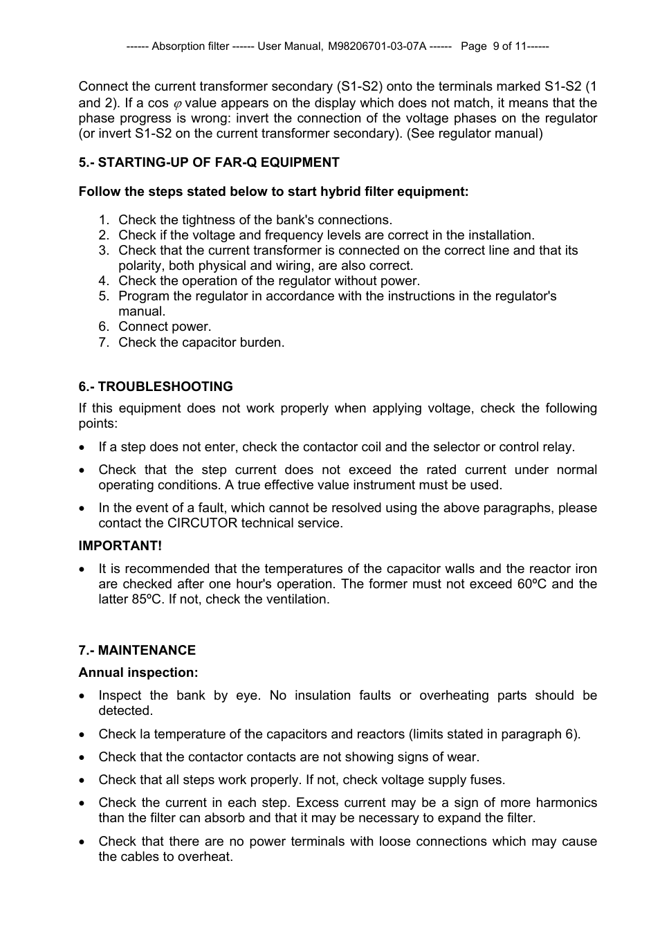 CIRCUTOR FAR-Q Series User Manual | Page 10 / 12